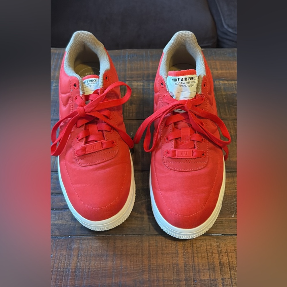 Nike Red Lace-Up Air Force One Sneakers
